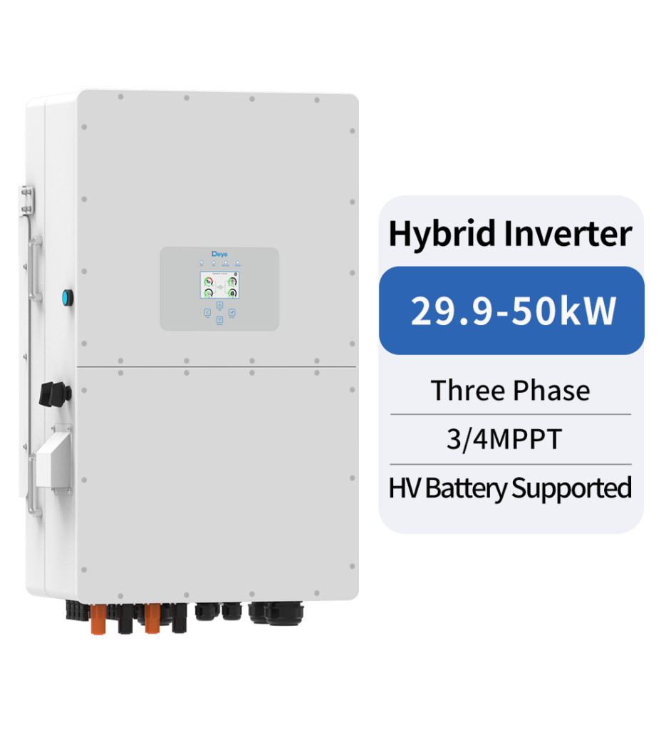 Falownik hybrydowy Deye SUN-SG01HP3 29,9–50 kW HV z 3/4 MPPT – oficjalny render producenta
