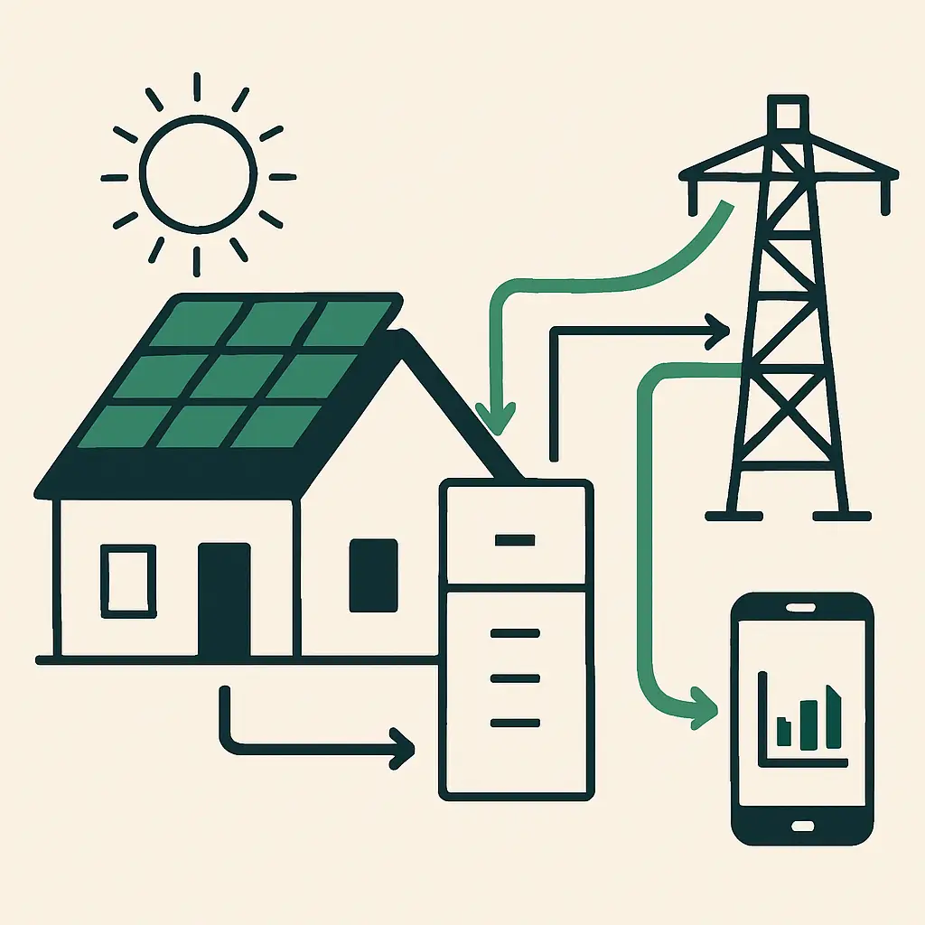 Ilustracja poglądowa do części „Kiedy magazyn oddaje energię do sieci”